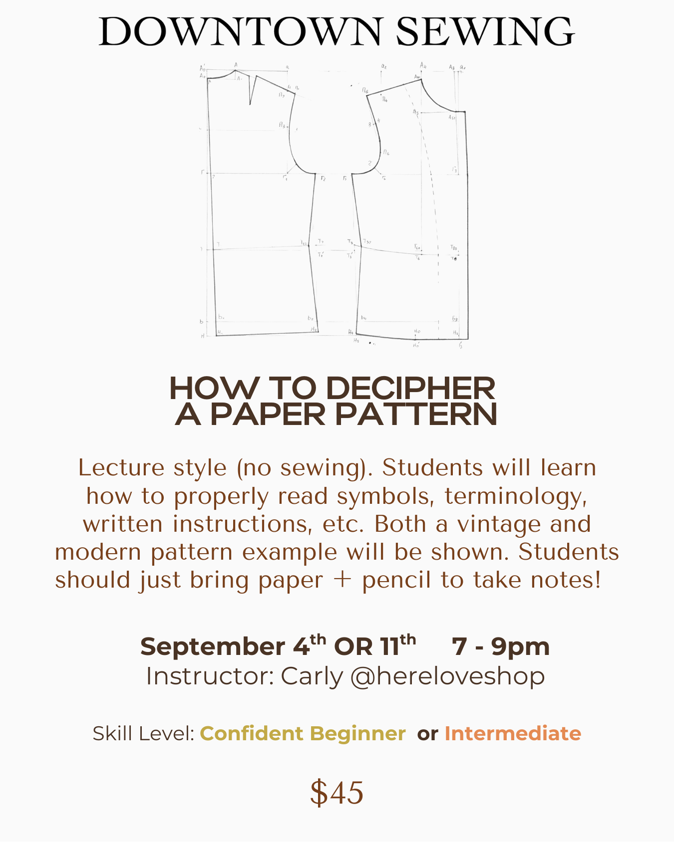 How to Decipher a Paper Pattern - September 4th OR 11th, 7-9pm