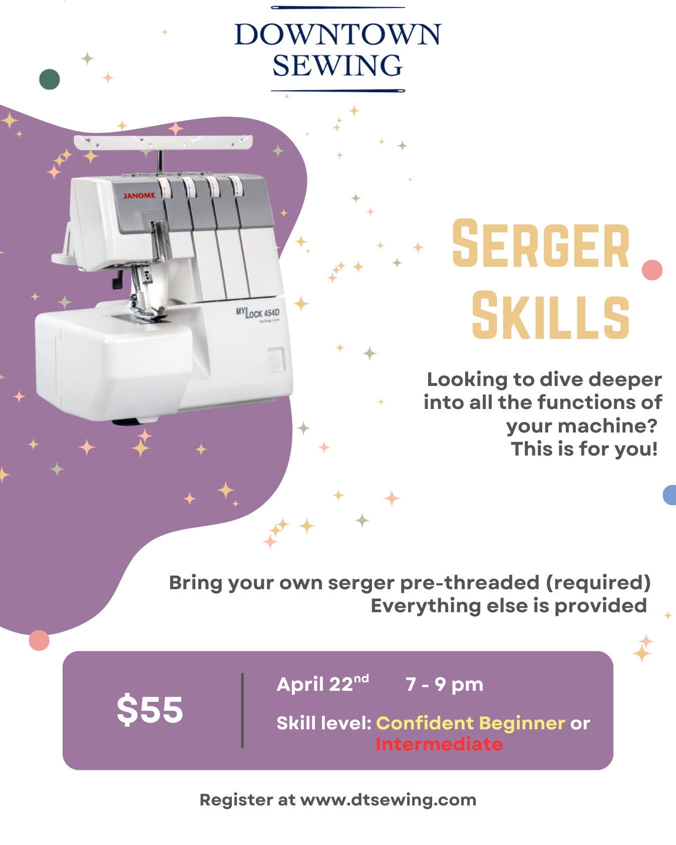 Serger Skills (BYOM) - April 22nd, 7 - 9pm