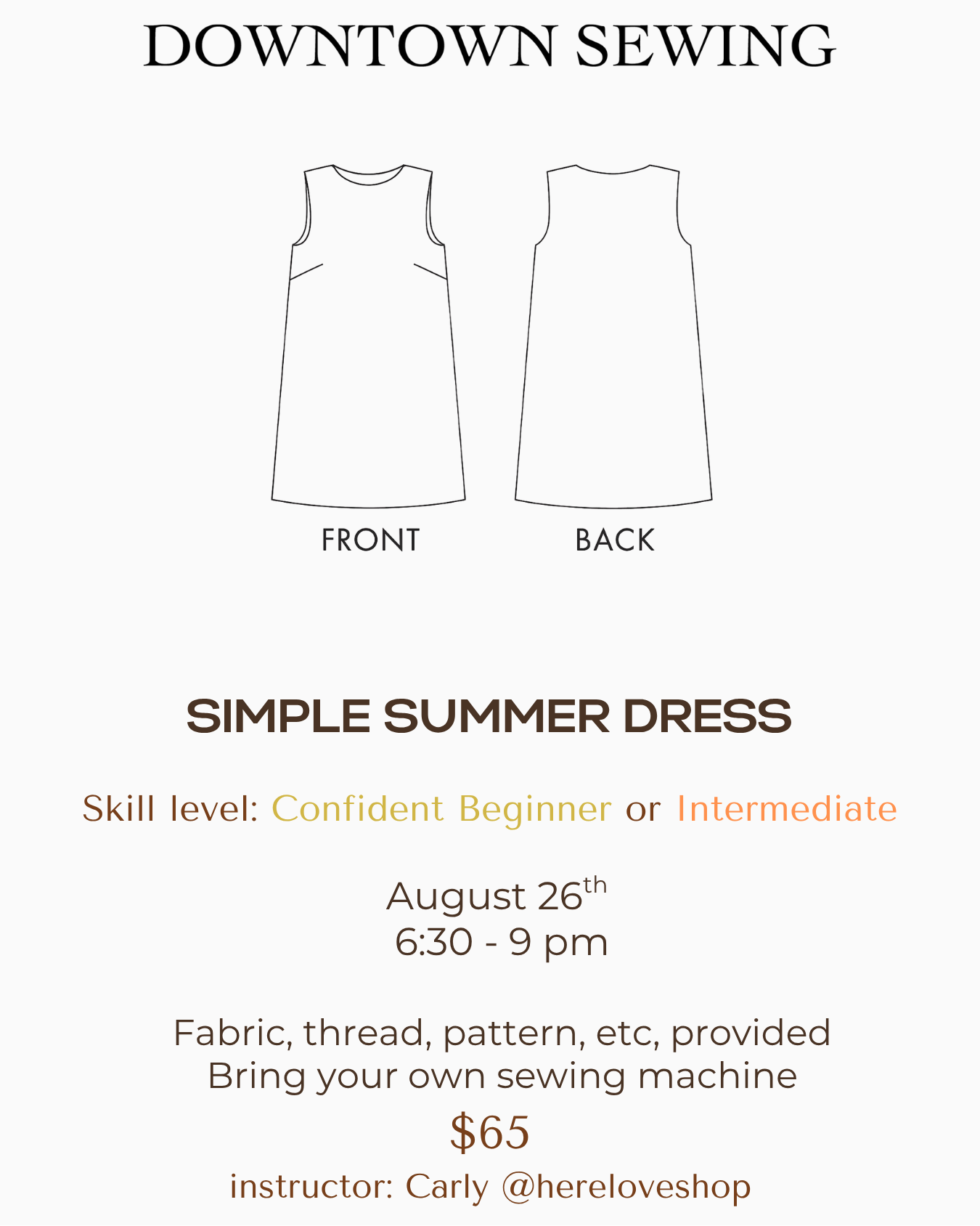 Simple Summer Dress - August 26th, 6:30 - 9pm