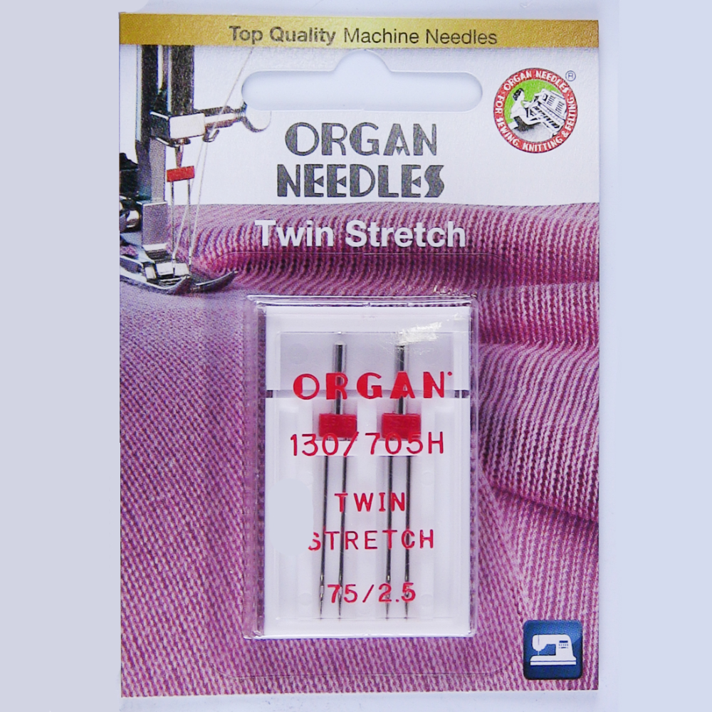 Organ Twin Stretch 75/11 (2.5mm spacing) - pack of 2