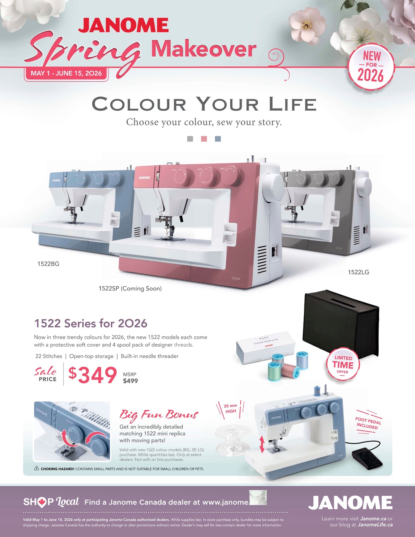 Janome 1522LG Sewing Machine Light Grey - Brand New