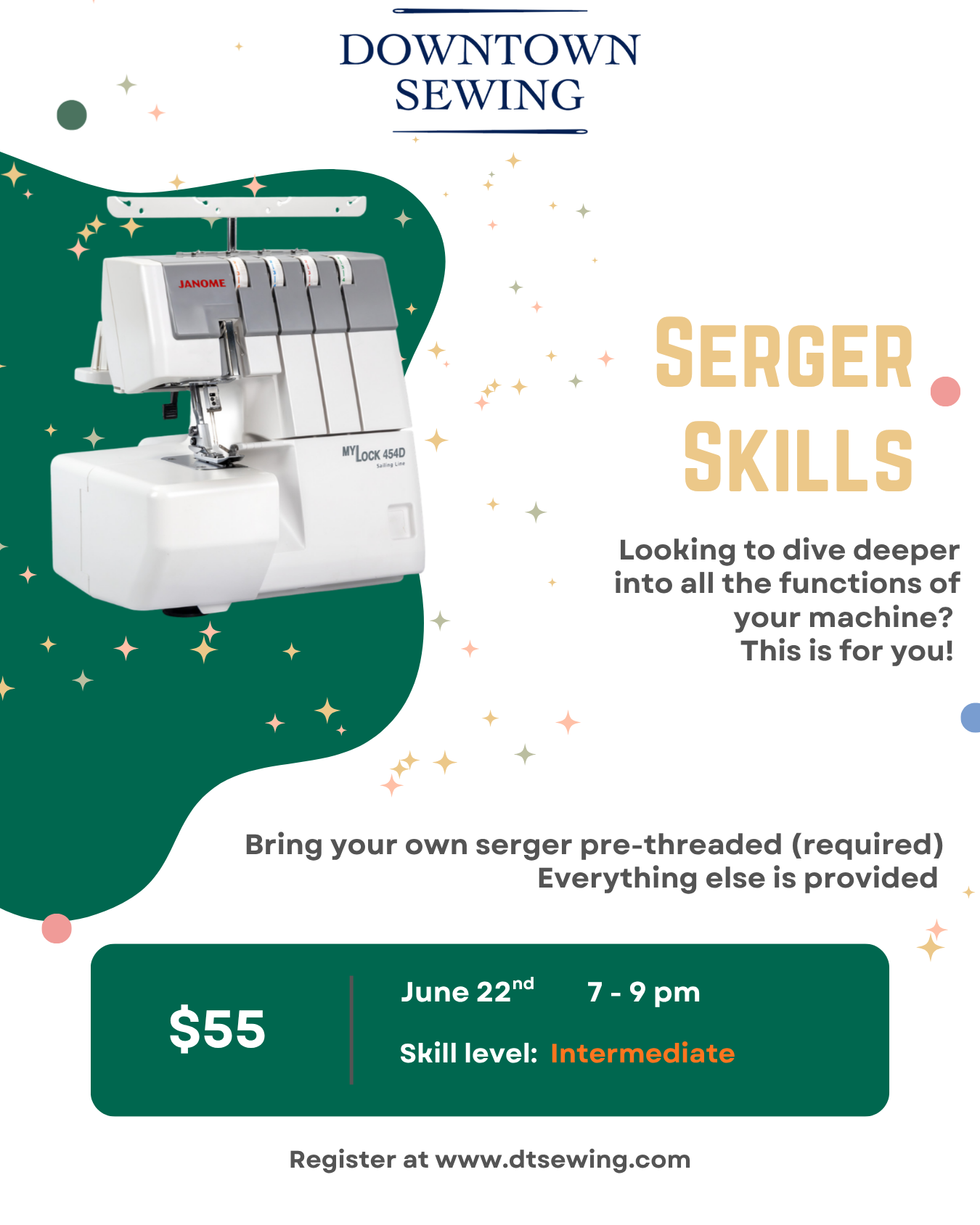 Serger Skills (BYOM) - June 22, 7 - 9pm