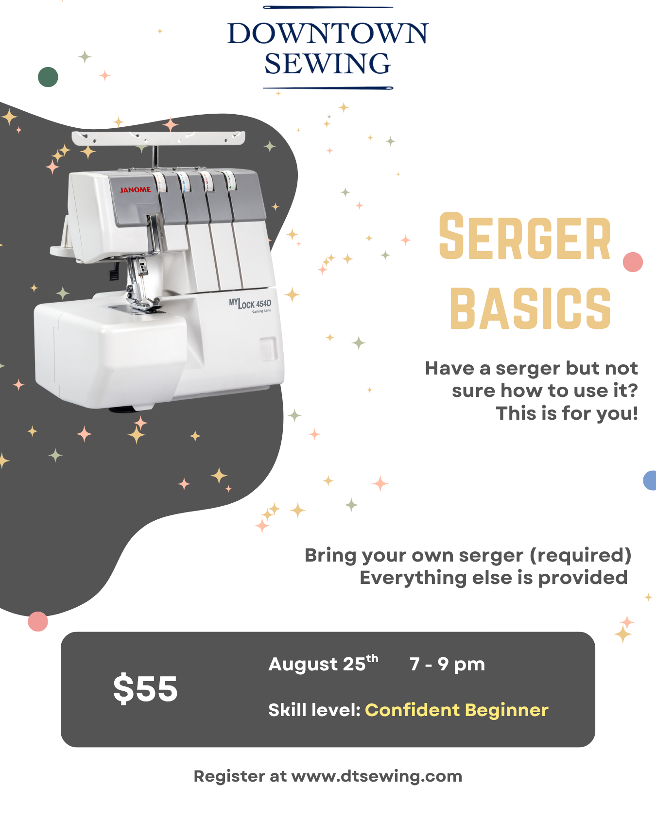 Serger Basics (BYOM) - August 25th - 7-9pm