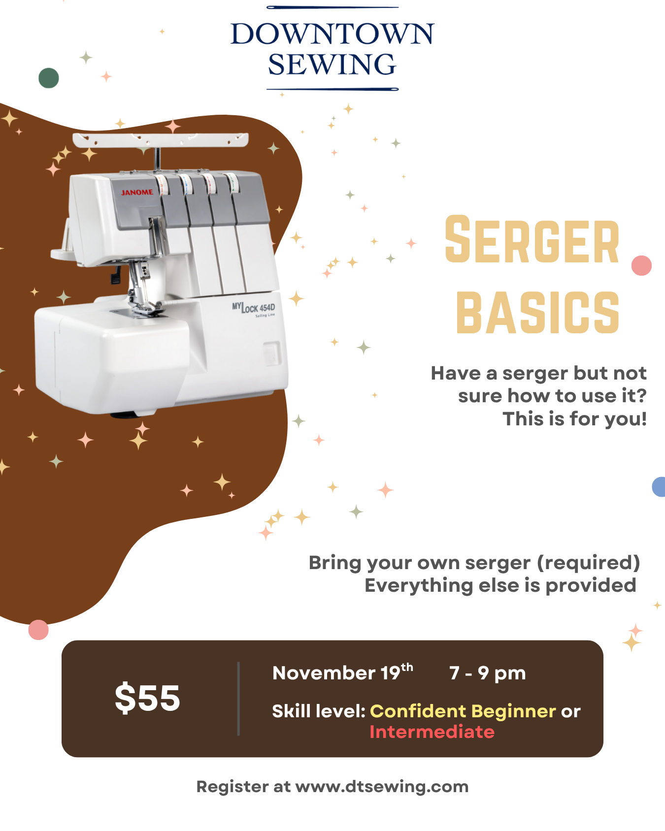 Serger Basics (BYOM) - November 19, 7 - 9pm